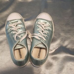 Girls- Metallic aqua Converse shoes